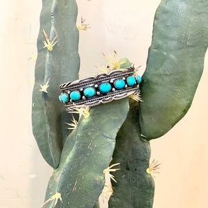 Sterling Silver and Turquoise Stone Cuff Bracelet